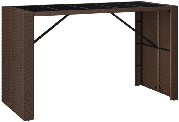 vidaXL Bartisch mit Glasplatte Braun 185x80x110 cm Poly Rattan 362599