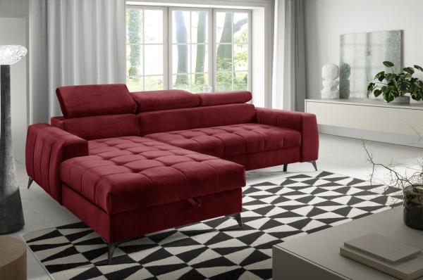 Ecksofa Schlafsofa Sofa AGNESA XS Stoff Salvador Weinrot Ottomane Links