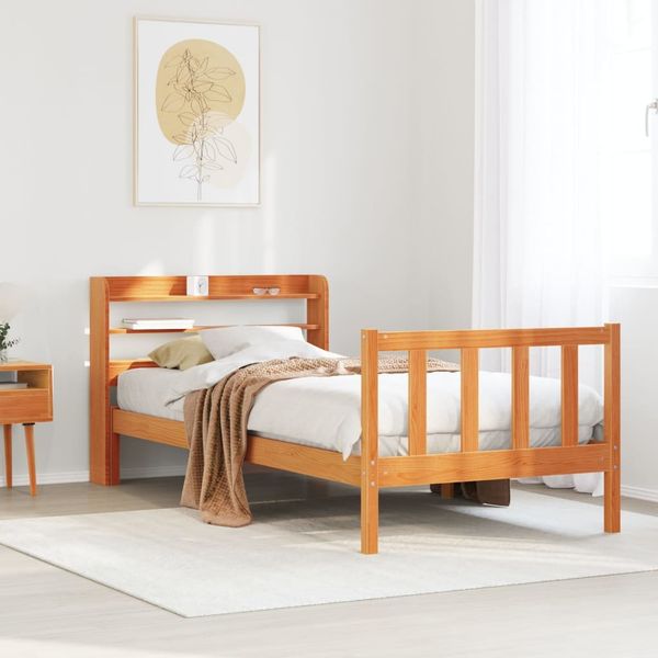 vidaXL Bettgestell mit Kopfteil ohne Matratze Wachsbraun 100x200 cm 3306596
