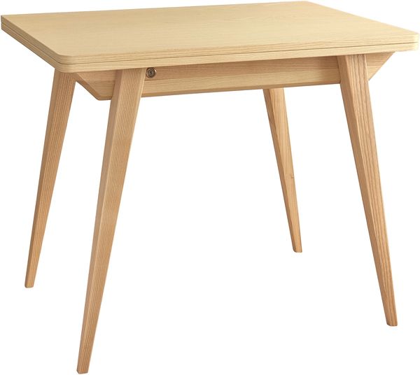 Ragaba rechteckiger ausziehbarer Tisch, MDF & Massives Eschenholz, 90x65 cm, Esche natur, Esche natur