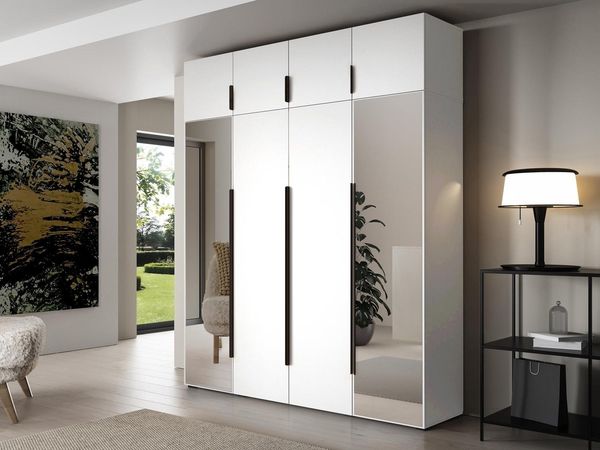Compleo Drehtürenschrank Kleiderschrank mit Aufsatz, Hochschrank, Spiegelschrank STELLS