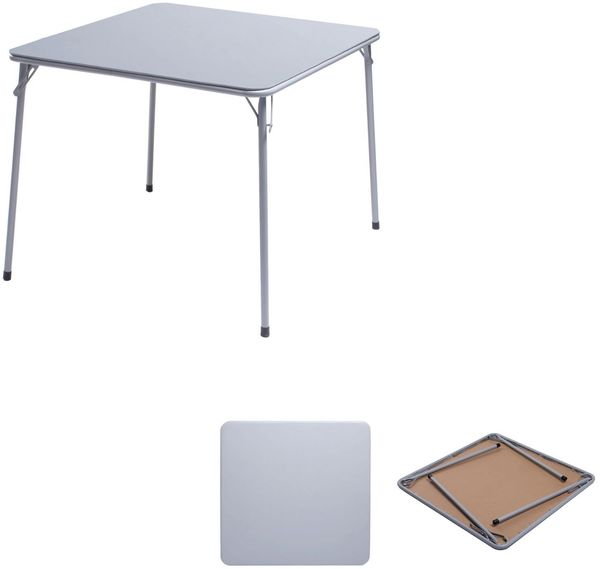 FurnitureR Moderner Klapptisch 86cm, quadratischer Falttisch mit stabilem Metallgestell, vielseitig nutzbar als Beistell-, Arbeits- oder Spieletisch, platzsparend für Wohnzimmer & Gästezimmer, Grau