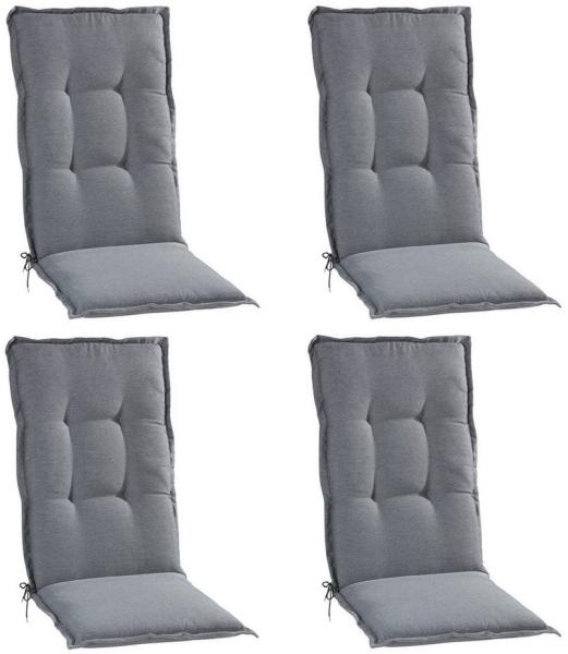 GO-DE Hochlehnerauflage NITTKA, B 50 x L 120 cm, Grau, 4er Set, (Set, 4 St), Gartenstuhlauflagen für Hochlehnstühle