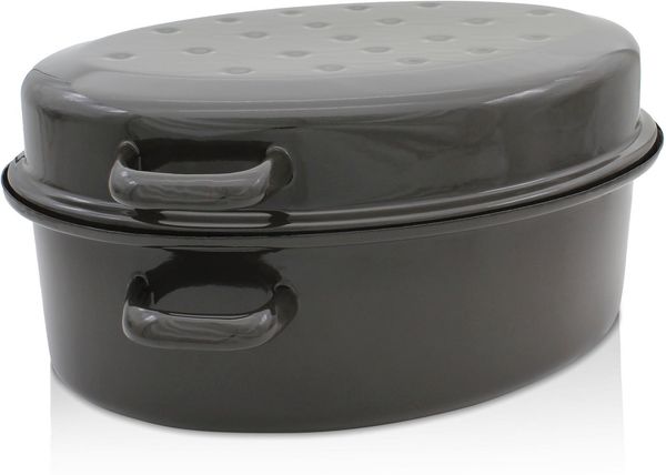 Gansbräter 38cm m.Deckel emailliert