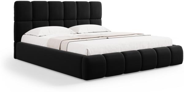 Micadoni Stauraumbett mit Kopfteil Bellis Samtstoff Bluvel Schwarz 180x200
