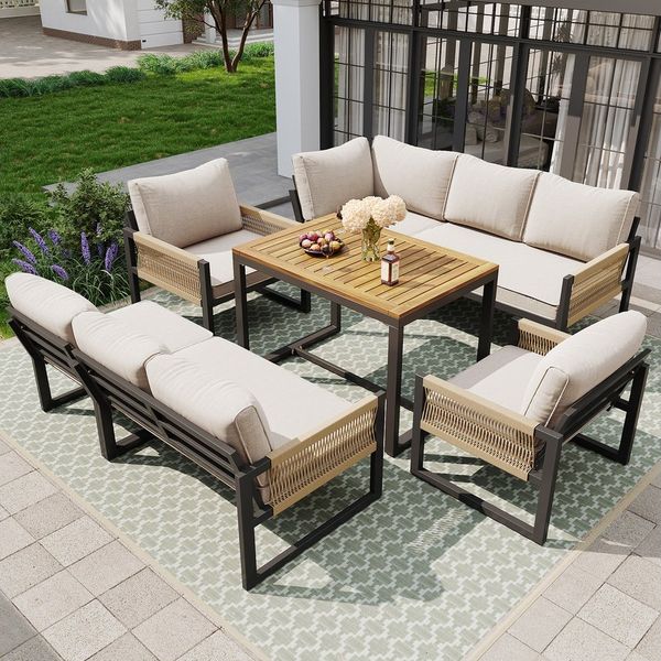 Flieks Gartenlounge-Set, 8-Sitzer Outdoor Sitzgruppe Gartensofa Gartenmöbel-Set Balkonset