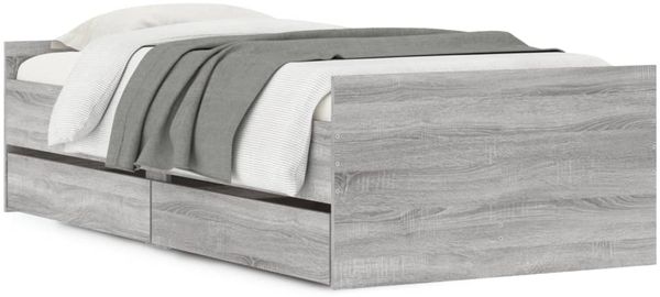 Einzelbettgestell Design für Erwachsene mit Schubladen Grau Sonoma 90x190 cm d3616e