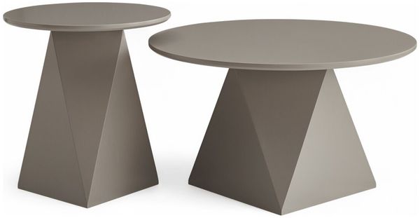 Couchtisch Aruna 2er-Set Ø50/80 cm - MDF Tisch in Taupe, FSC-zertifiziert