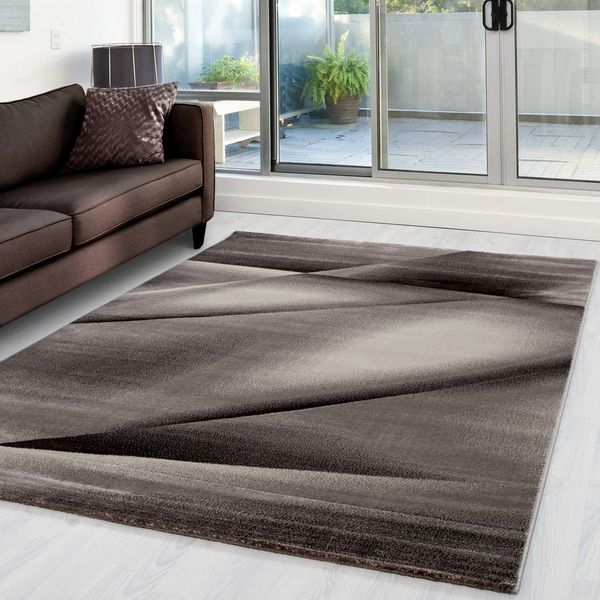 Carpettex Designteppich Abstrakt Design, Läufer, Höhe: 12 mm, Modern Kurzflor Teppich Wohnzimmer Abstrakt Design Braun Pflegeleicht