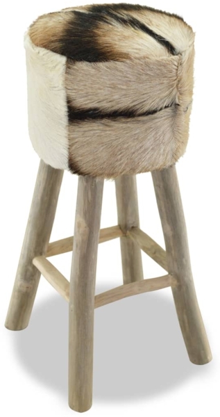vidaXL Barhocker Ziegenleder und Teak Massivholz 244542