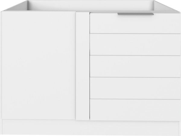 KOCHSTATION Eckunterschrank KS-Luhe 120 cm breit, hochwertige MDF-Fronten mit waagerechter Lisene
