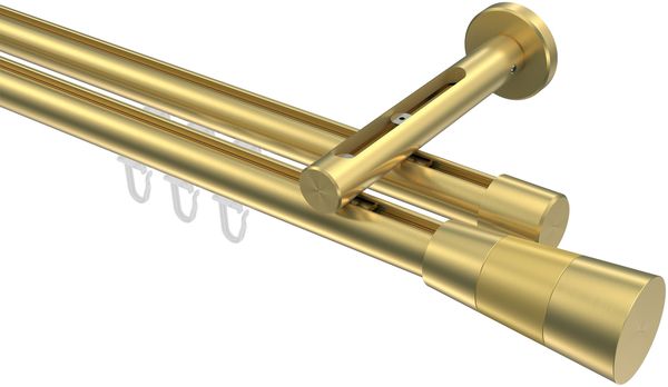 Innenlauf-Gardinenstangen-Set Siteno Tanara 100 cm, 2-läufig, 20 mm Ø Messing-Optik