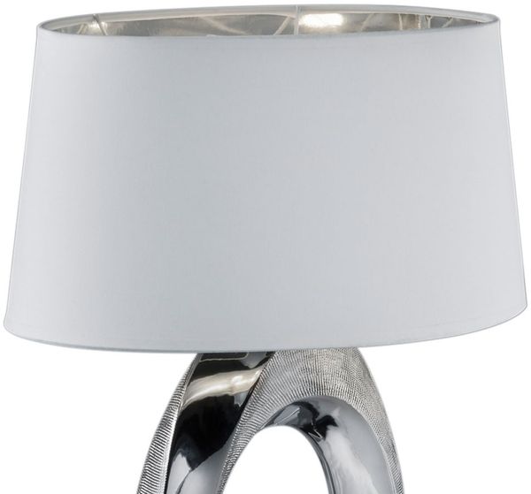 LED Tischleuchte, Keramik, Textil, silber weiß, H 52 cm, Bild 8