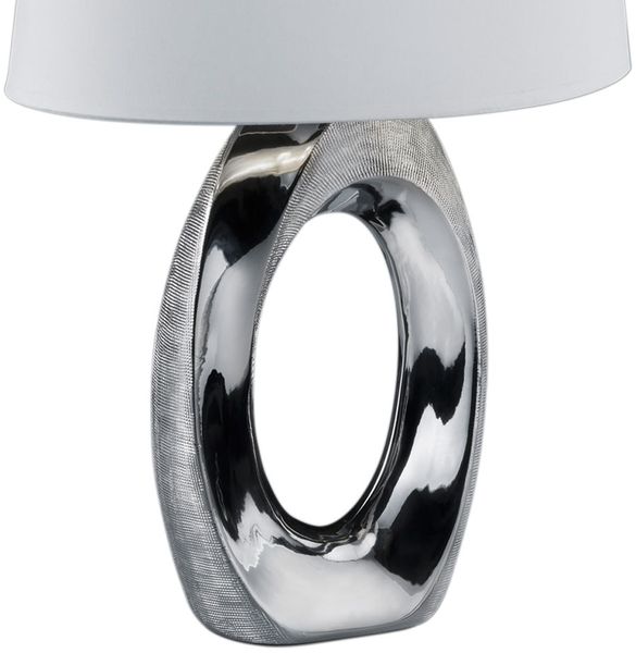 LED Tischleuchte, Keramik, Textil, silber weiß, H 52 cm, Bild 9