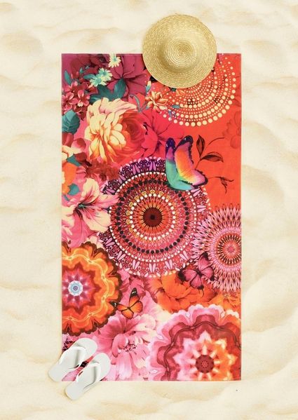 hip Family Strandtuch Liegetuch 100x180 Ziva Mandala Blüten rosa bunt 30358