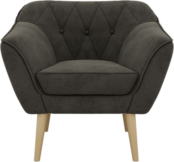 Polstersessel PIRS 1 skandinavischer Design 1-Sitzer, Sessel mit Wellenfederung, Buche Füße, Einzelsessel, Hoher Sitzkomfort - Dunkelgrau Velvet Bild 7