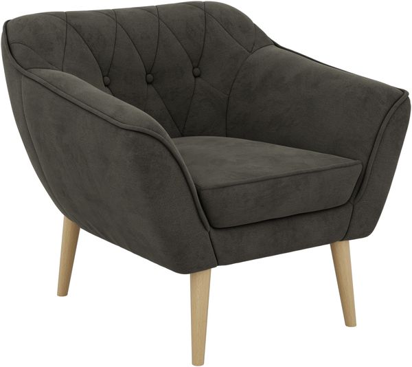 Polstersessel PIRS 1 skandinavischer Design 1-Sitzer, Sessel mit Wellenfederung, Buche Füße, Einzelsessel, Hoher Sitzkomfort - Dunkelgrau Velvet Bild 8
