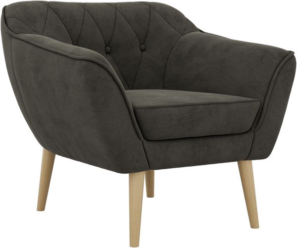 Polstersessel PIRS 1 skandinavischer Design 1-Sitzer, Sessel mit Wellenfederung, Buche Füße, Einzelsessel, Hoher Sitzkomfort - Dunkelgrau Velvet Bild 6