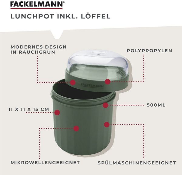 FACKELMANN Aufbewahrungsdose Lunchpot, Snackbehälter, Suppenbehälter, Joghurtcup, Müslibecher