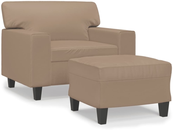 vidaXL Sessel mit Hocker Cappuccino-Braun 60 cm Kunstleder 3201163