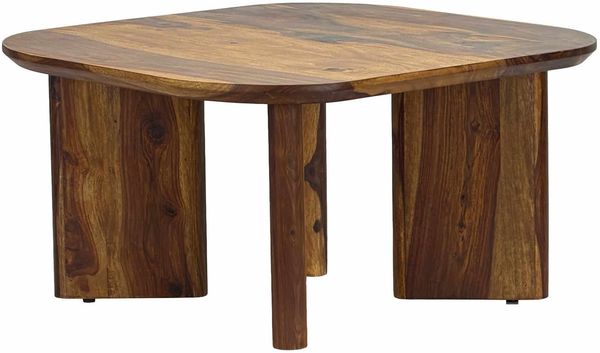 Couchtisch Sheesham Massivholz 60cm quadratisch – Handgefertigter Wohnzimmertisch aus Echtholz mit abgerundeten Kanten im modernen Design