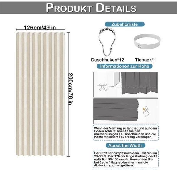 Jibenhome Vorhang Türvorhang Wasserdichter Vorhang für Schlafzimmer,Sichtschutzvorhang (1 St), abdunkelnd, Raumteiler Terrassenvorhang mit Haken,für Küche Wohnzimmer Bild 4
