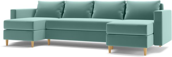 AX LIVING Sofa U Form mit Schlaffunktion Wesly U 290cm – Edles Blau