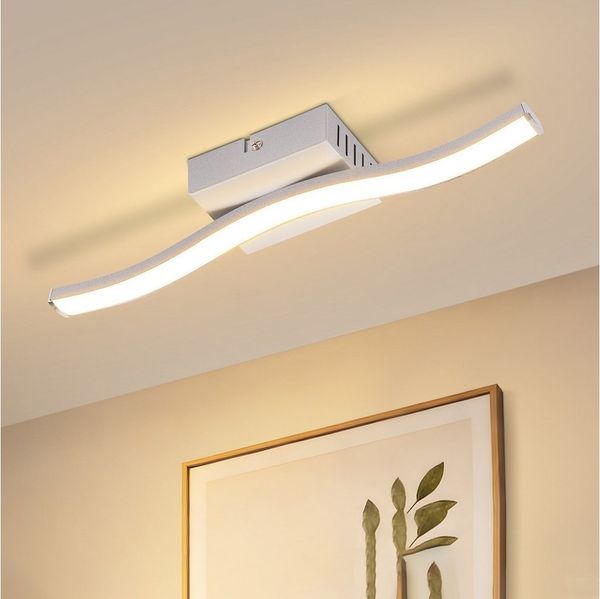 Nettlife Deckenleuchte Flur Schwarz 6W 3000K Modern Innen Wellen Design Warmweiß, LED fest integriert, Warmweiß, Schlafzimmerlampe Warmweiß LED Deckenbeleuchtung für Küche Flur