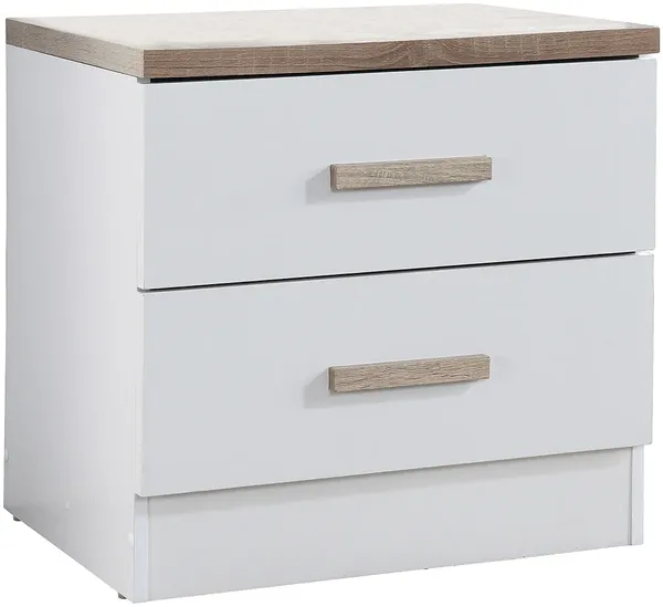 Vente-unique - SKAIDO Bedside table Holz, Platte BeigeWeiß - B 40 cm x H 50 cm x L 50 cm