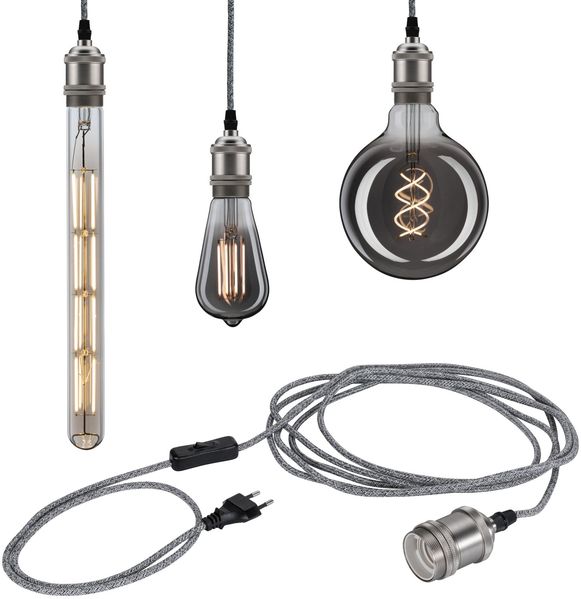 Paulmann No. 79771 Pendelleuchte Neordic Eldar inkl. Eurostecker E27 max. 20W Grau Nickel
