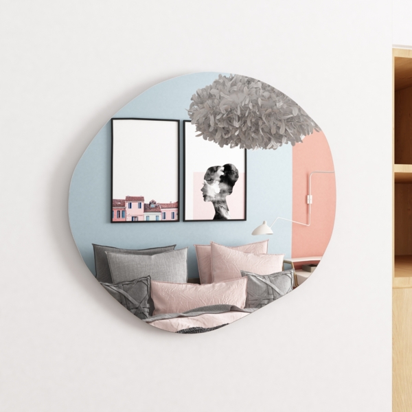 Albatros Designerspiegel Asymmetrisch 60 x 45 cm Wandspiegel oder Türspiegel, Moderne organische Form Spiegel Rund und Groß Asymmetrischer Spiegel unförmig und Rahmenlos, Größe:80cm x 76cm Bild 3