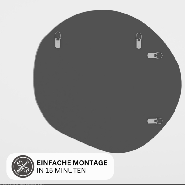 Albatros Designerspiegel Asymmetrisch 60 x 45 cm Wandspiegel oder Türspiegel, Moderne organische Form Spiegel Rund und Groß Asymmetrischer Spiegel unförmig und Rahmenlos, Größe:80cm x 76cm Bild 4