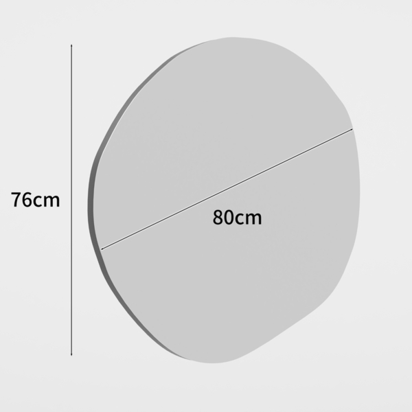 Albatros Designerspiegel Asymmetrisch 60 x 45 cm Wandspiegel oder Türspiegel, Moderne organische Form Spiegel Rund und Groß Asymmetrischer Spiegel unförmig und Rahmenlos, Größe:80cm x 76cm Bild 6