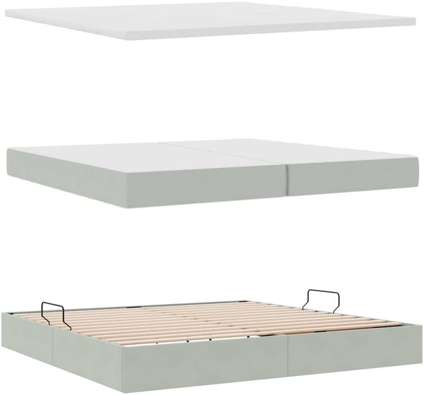 vidaXL Bett mit Stauraum und LED mit LED Hellgrau 200 x 200 cm Samt 3372747 Bild 9
