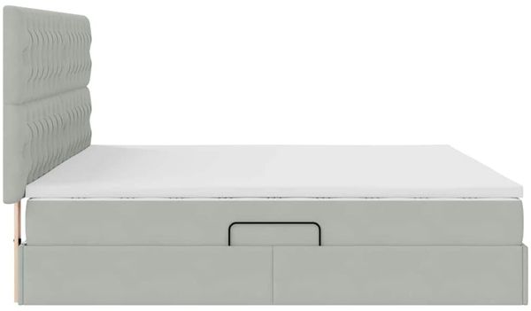 vidaXL Bett mit Stauraum und LED mit LED Hellgrau 200 x 200 cm Samt 3372747 Bild 11