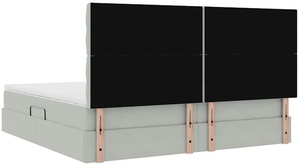 vidaXL Bett mit Stauraum und LED mit LED Hellgrau 200 x 200 cm Samt 3372747 Bild 12