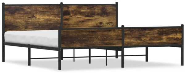 vidaXL Metallbett ohne Matratze Räuchereiche 200x200 cm 3301390