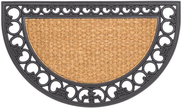 matches21 HOME & HOBBY Fußmatte Kokosmatte Zier-Rahmen natur halbrund als aussen Sauberlaufmatte, halbrund, Höhe: 10 mm, Rutschfeste Kokos-Türmatte als Outdoor Schmutzfangmatte 45x75 cm