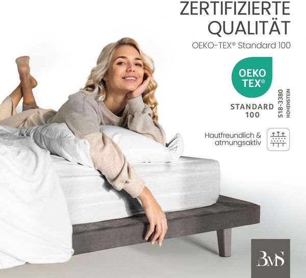 Bettwaesche-mit-Stil Mako-Satin Spannbettlaken weiß 200x220cm Bild 4