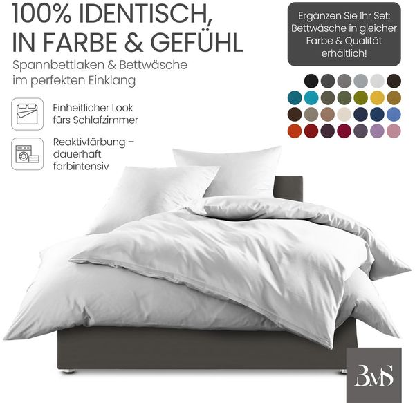 Bettwaesche-mit-Stil Mako-Satin Spannbettlaken weiß 200x220cm Bild 2