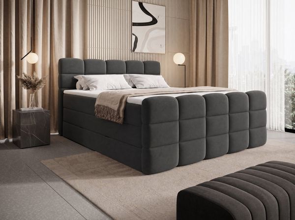 wonello Boxspringbett Carenzo, Samt Doppelbett mit Bettkasten, wahlweise mit wonello premium Topper