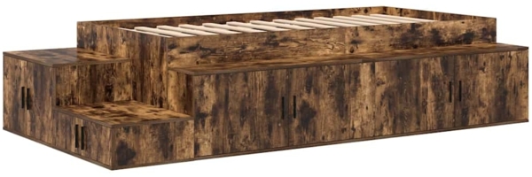 vidaXL Aufbewahrungsbettgestell Geräucherte Eiche 100 cm Holzwerkstoff 3335561