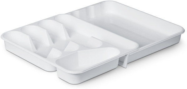 Besteckkasten für Schubladen "ausziehbar" kompakter Besteckeinsatz ( 33,5 x 26 bis 46 x 4,5cm ) - Weiß - Besteck Organizer - Besteckhalter für Küche