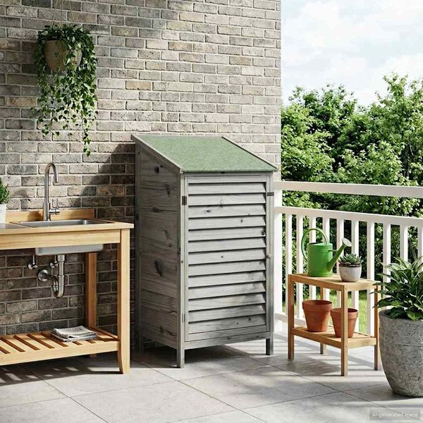 vidaXL Garten Shed Grau 59 x 56 x 113,5 cm Massivholz aus Fichte 42033454