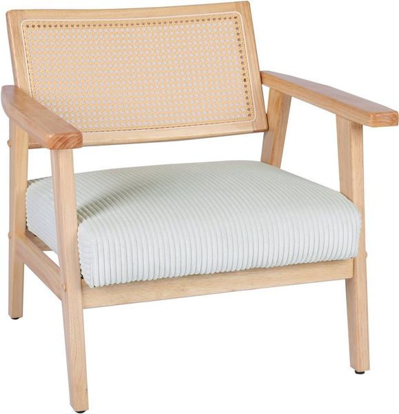 Home affaire Loungesessel VILLAINE, Einzelsessel, Rattan-Sessel mit Wiener Geflecht, Cord, Webstoff