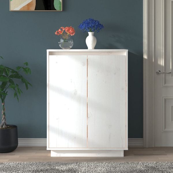 vidaXL Schuhschrank Weiß 60x35x80 cm Massivholz Kiefer 813531
