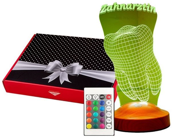 Geschenkelampe LED Nachttischlampe Dentist 3D Bürolicht Geschenk für Zahnarzt und Praxis, Leuchte 7 Farben fest integriert, Medizin, Dentist Beruf Geschenke