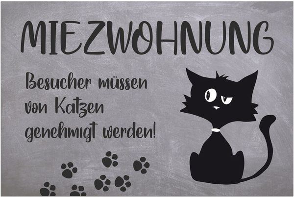 matches21 HOME & HOBBY Fußmatte Türmatte Katze Miezwohnung in 50x70 cm als Fussabtreter, rechteckig, Höhe: 5 mm, Rutschfester Türvorleger für innen als waschbare Schmutzfangmatte