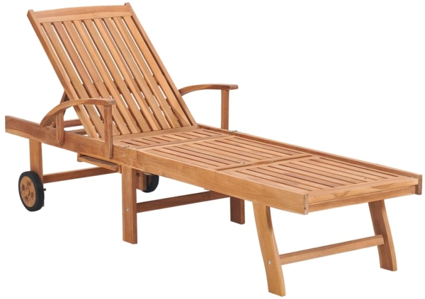 vidaXL Sonnenliegen 2 Stk. mit Auflagen Hellgrün Massivholz Teak 3073197