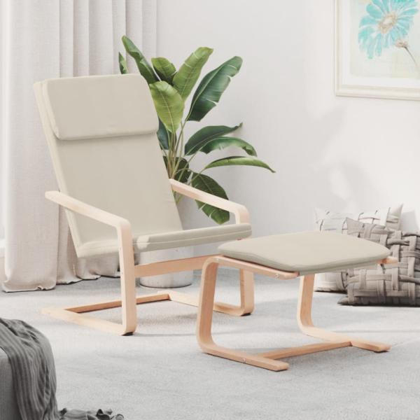 vidaXL Relaxsessel mit Hocker Creme Stoff 3154412